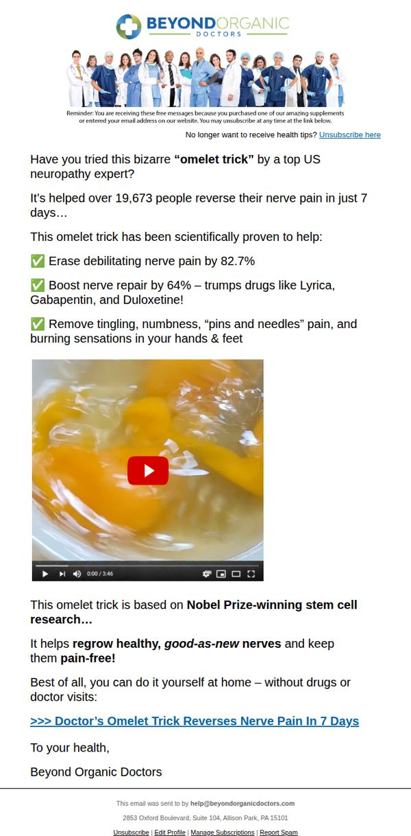 6. Beyond Organic Doctors: eat eggs like THIS to soothe nerve pain by 82.7%