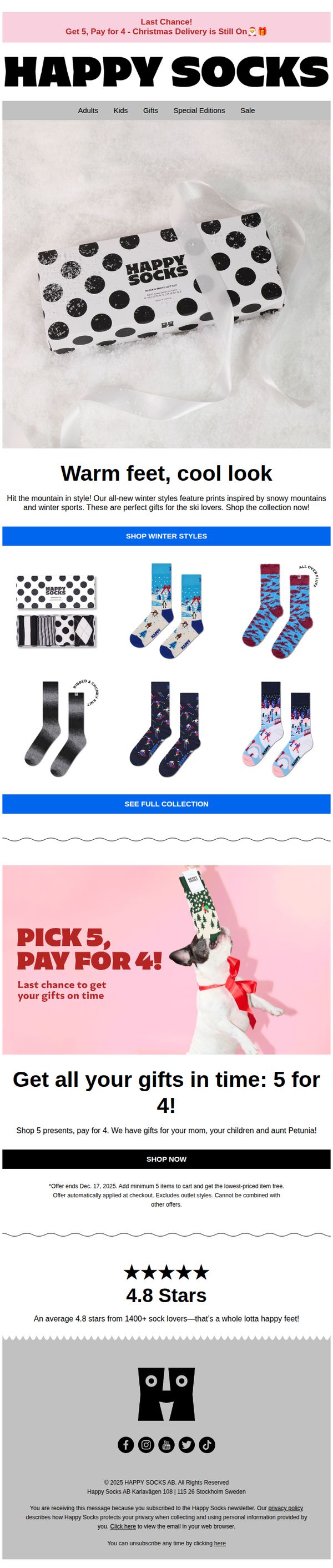 6. Happy Socks: Last chance: Christmas delivery ends soon