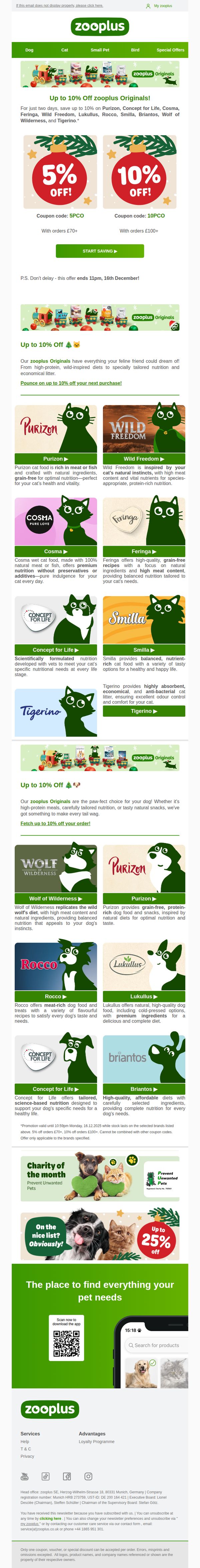 10. zooplus - UK: Advent Special: Up to 10% off zooplus Originals