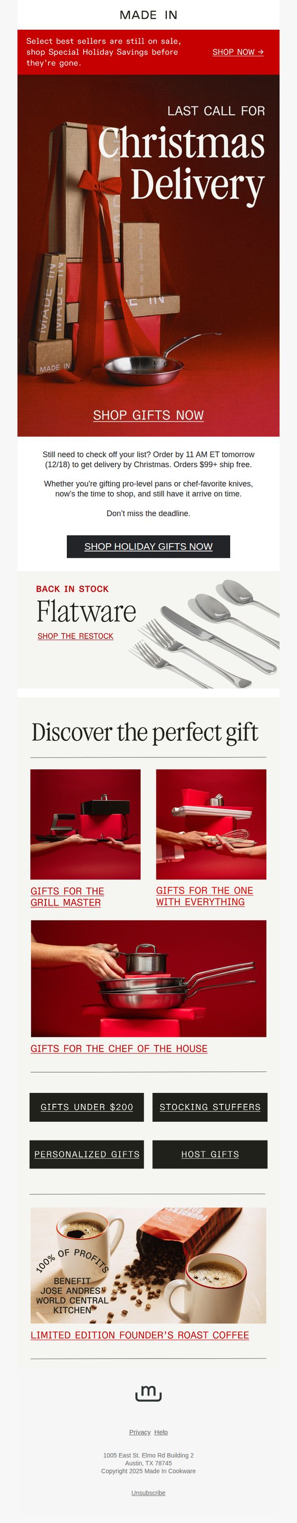 8. Made In: ⏰ Final Hours: Free Christmas Delivery
