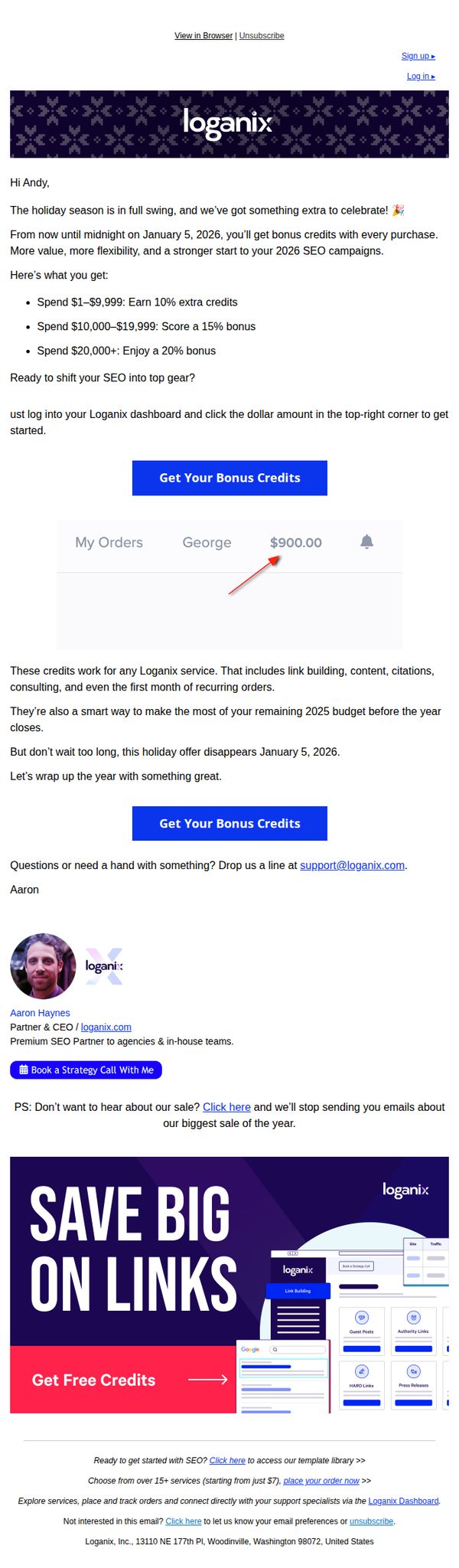 6. Loganix: 🎁 Holiday Special: Extra Credits Are Here!
