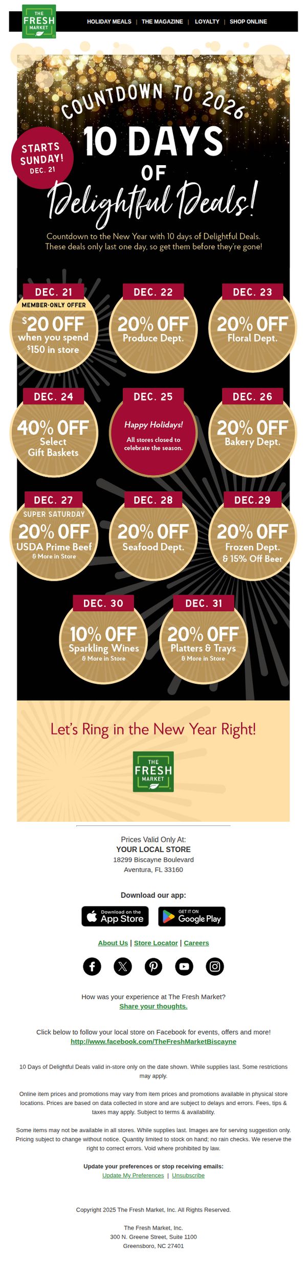 6. The Fresh Market: 10 days of Delightful Deals before the ball drops