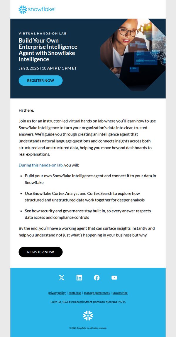 9. [Virtual Hands-on Lab] Build Your Own Enterprise Intelligence Agent with Snowflake Intelligence