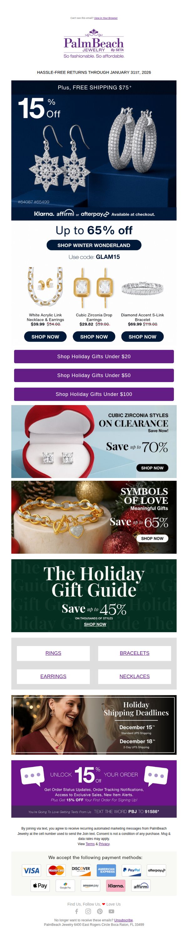 8. PalmBeach Jewelry: Hi Bc! EXTRA 15% Off Our Winter Sparkle!❄️