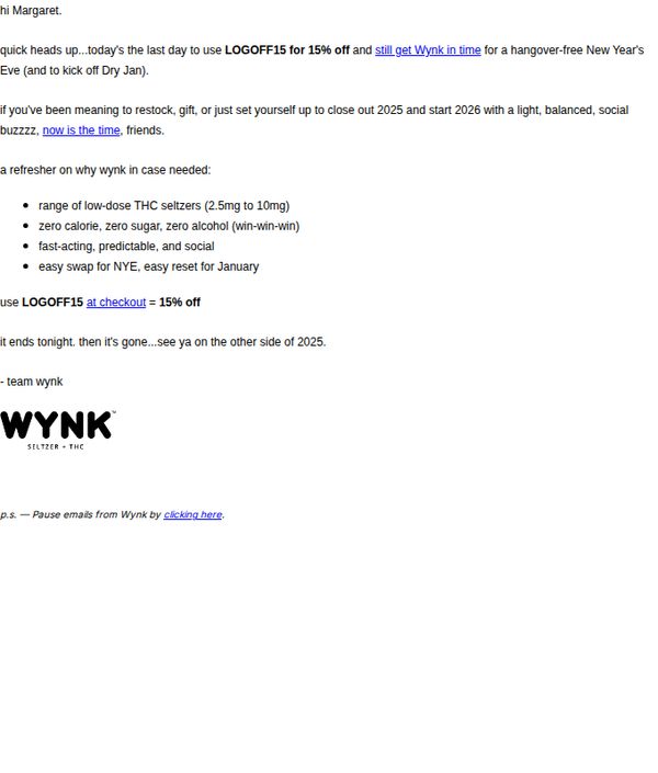 10. WYNK: 👉 finalllll call for 15% off (don’t be late)