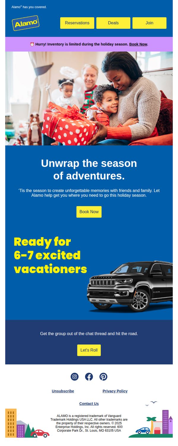 6. Alamo: 🎁 Ready for a Holiday Getaway?
