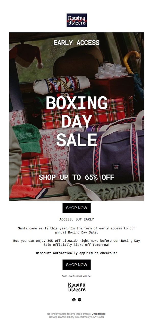 10. EARLY ACCESS: BOXING DAY SALE