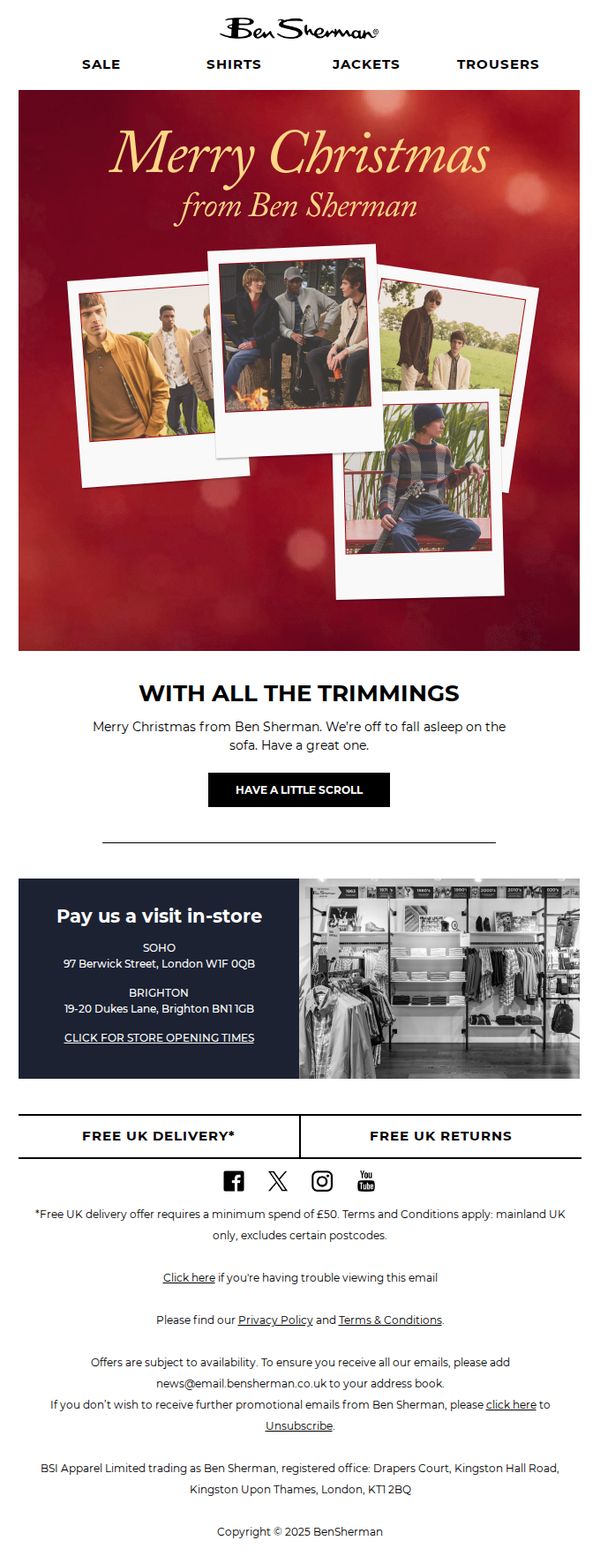 6. Ben Sherman: 🔔 Merry Christmas from Ben 🔔