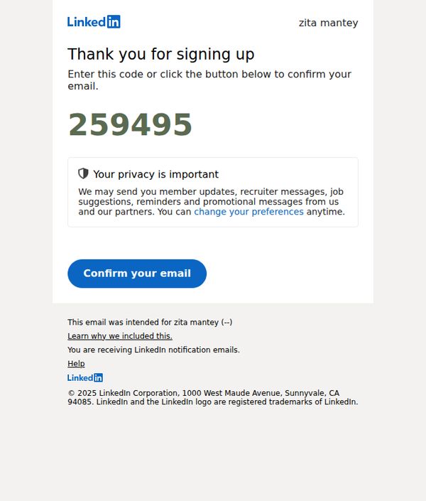 10. zita, your pin is 259495. Please confirm your email address.