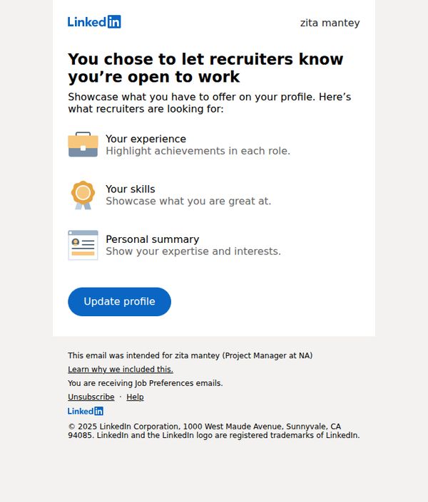 10. You’re now open to work - we can help you get noticed