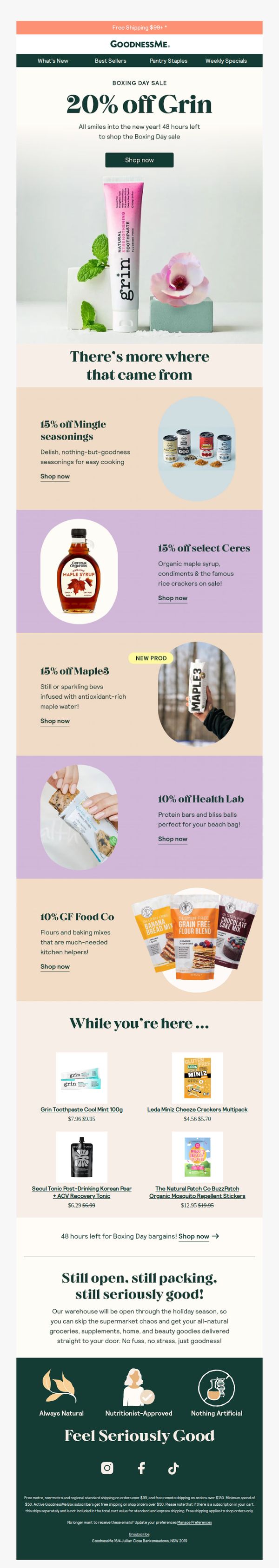 10. GoodnessMe: Boxing Day sale: final 48 hours!