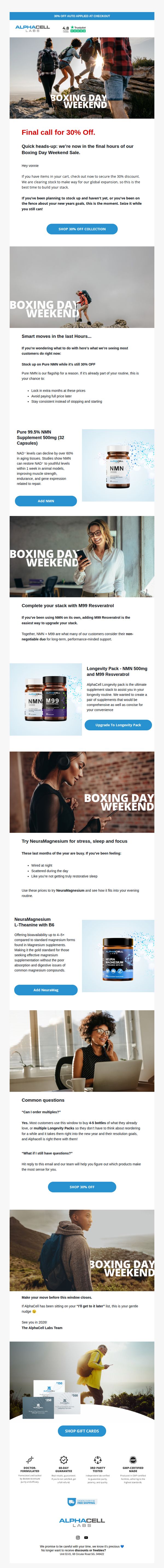 10. AlphaCell Labs : 🔒 Boxing Day Weekend Ends Tonight.
