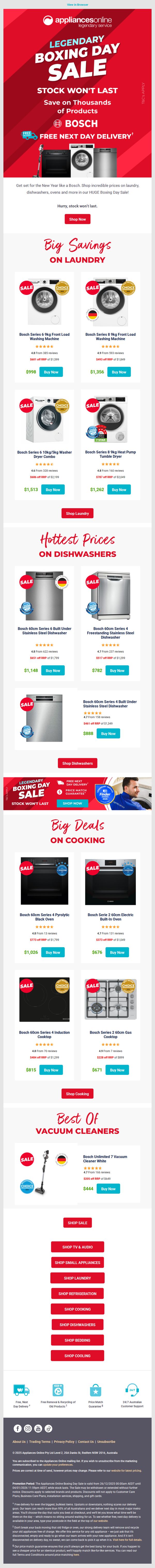 8. Appliances Online: ⏰ Unmissable Bosch Boxing Day DEALS