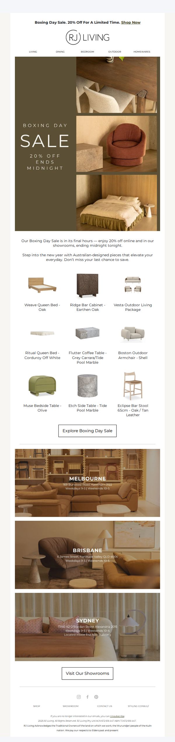 10. RJ Living : Boxing Day Sale Ends Midnight