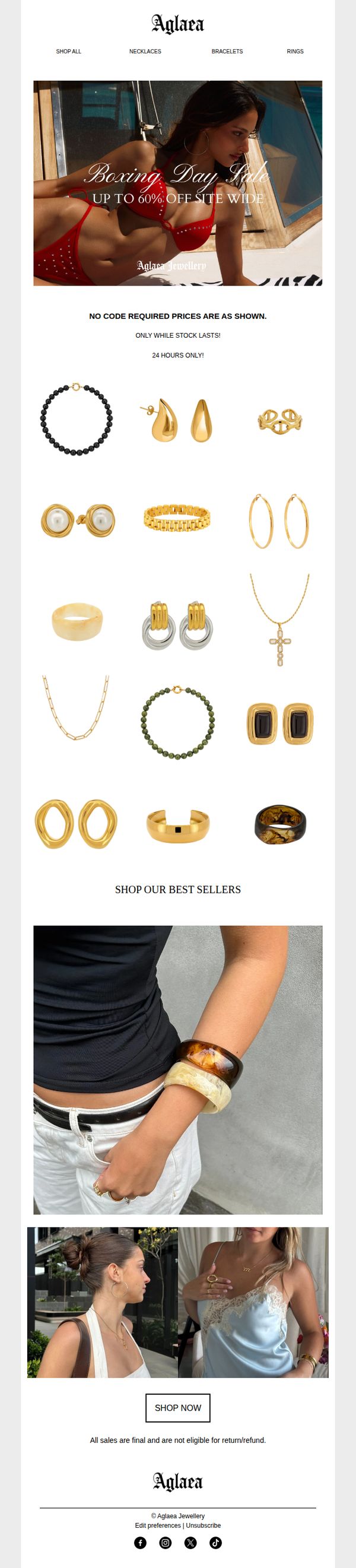 9. AGLAEA Jewellery: UP TO 60% OFF BOXING DAY SALE