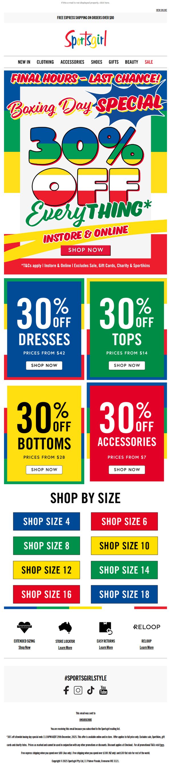 6. Sportsgirl: 4 hours left ⏰ 30% off everything* ends midnight
