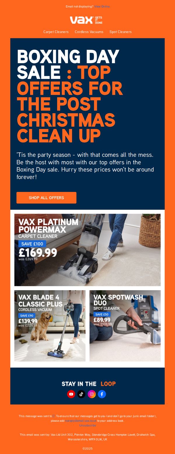 8. VAX: Top offers in our Boxing Day sale