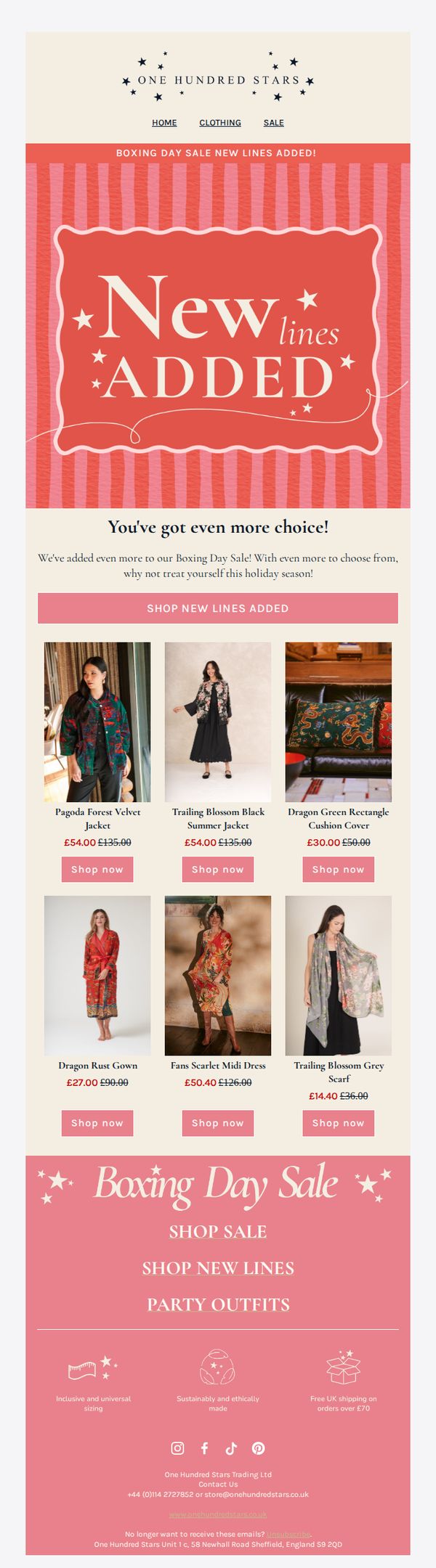 6. One Hundred Stars : Just In: New Lines Added to Sale