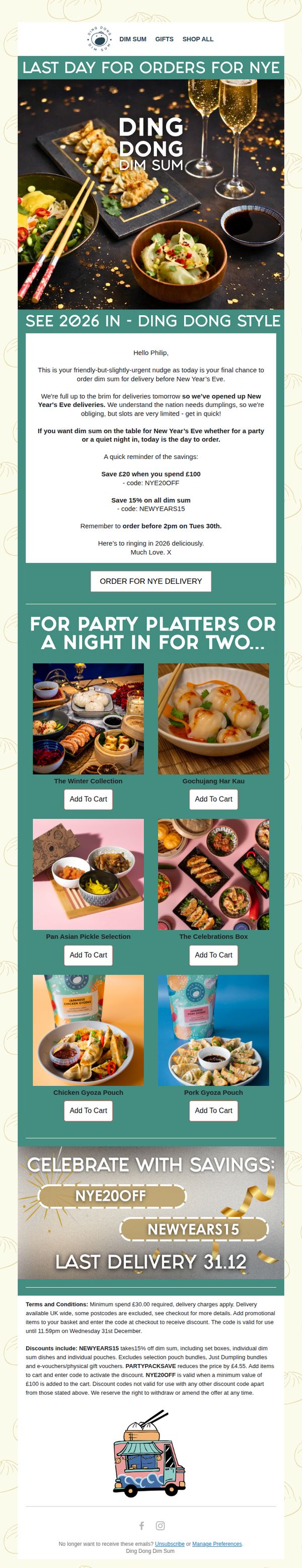 9. Ding Dong Dim Sum: Last Call For NYE Orders + Take £20 off or £15% Off 🥟