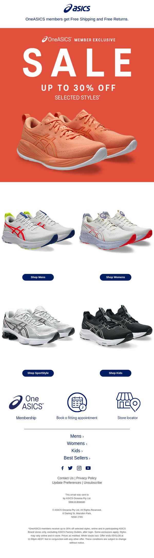 8. ASICS - AU: Kickstart 2026 with the OneASICS Boxing Day Sale!