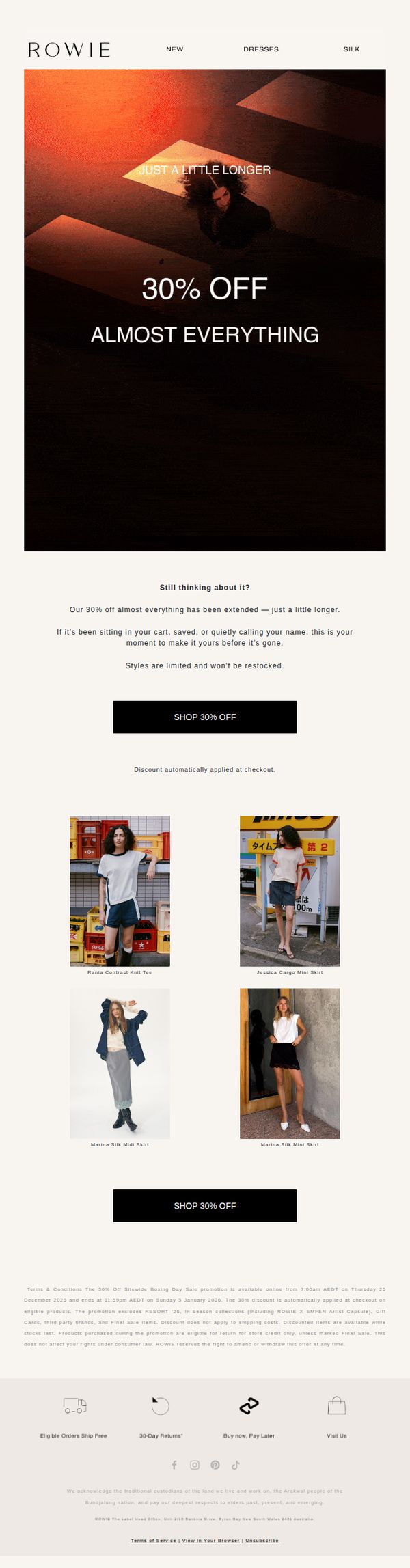 10. ROWIE : 30% OFF ALMOST EVERYTHING — EXTENDED