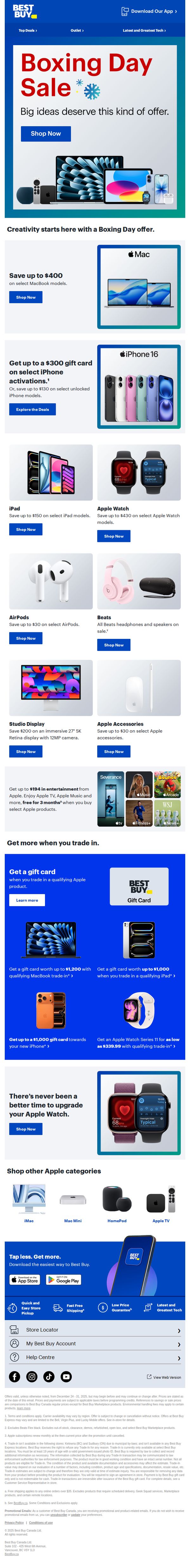 9. Best Buy - CA: ⏰ Apple Boxing Day deals end soon.