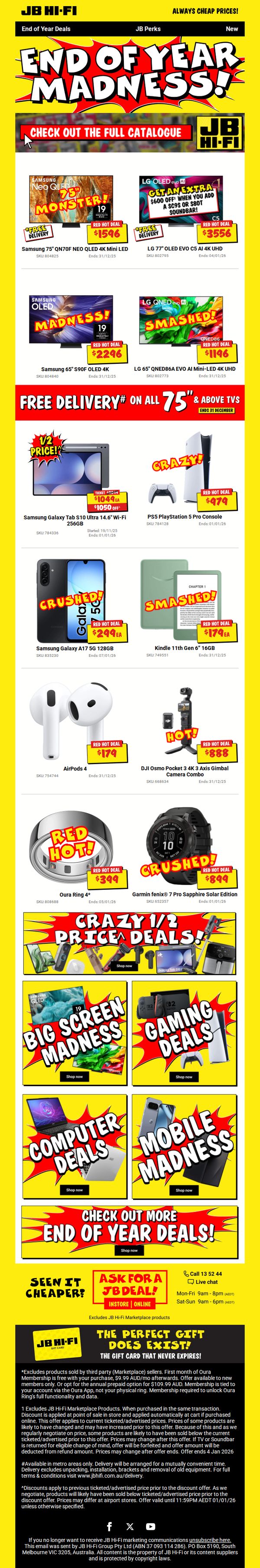 9. JB Hi-Fi: Last Call: Boxing Day End of Year Madness!