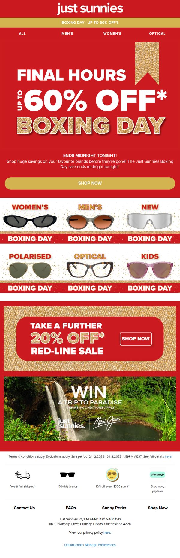 9. Just Sunnies : Final Hours! ⏰ Up to 60% Off* Ends!