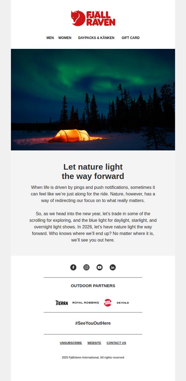 9. Fjällräven: Let nature light the way