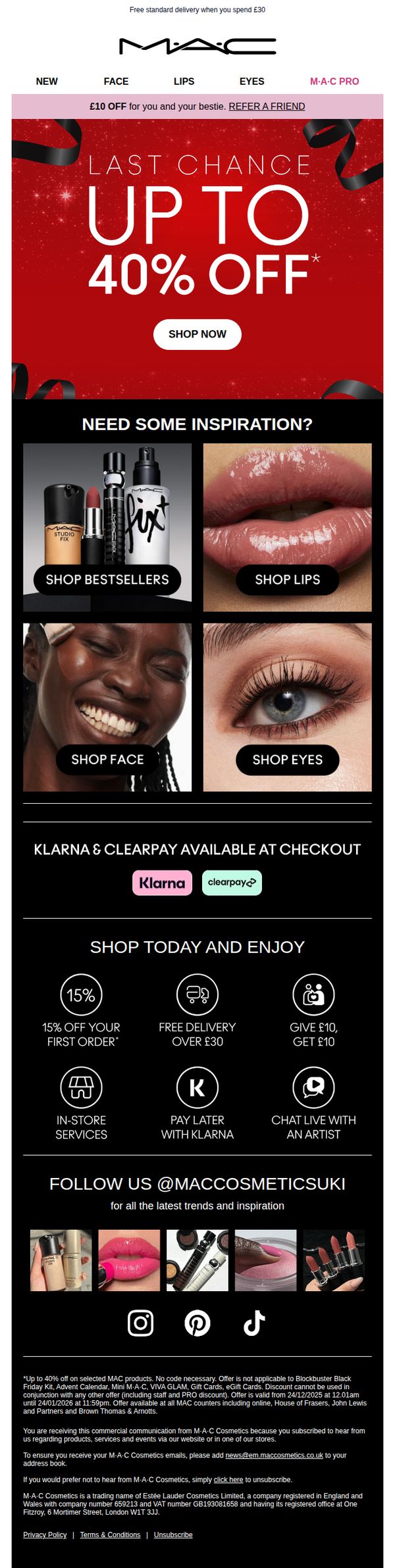 6. MAC Cosmetics - UK: Don't miss our FINAL sale!!