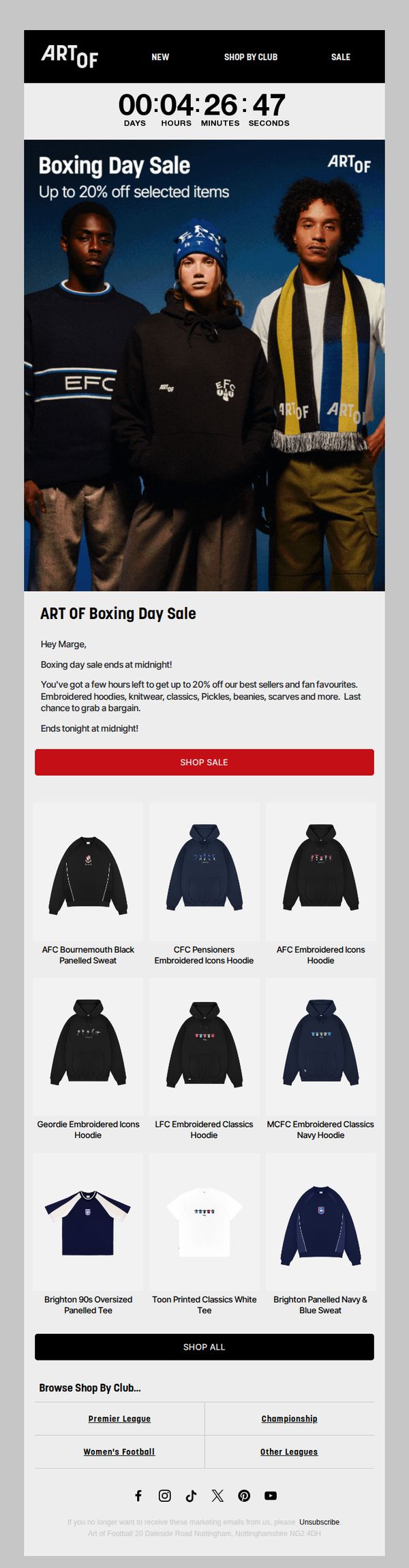 6. Art of Football: Last Few Hours Of Our Boxing Day Sale