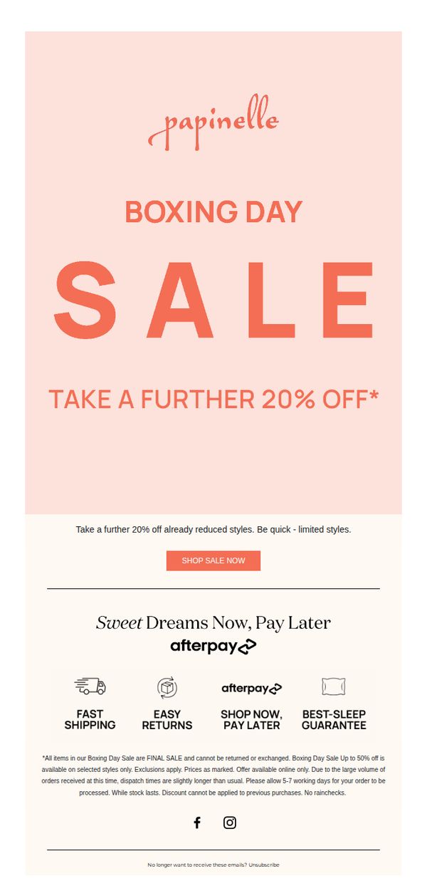 8. Papinelle: Take a Further 20% Off | Boxing Day Sale 💖