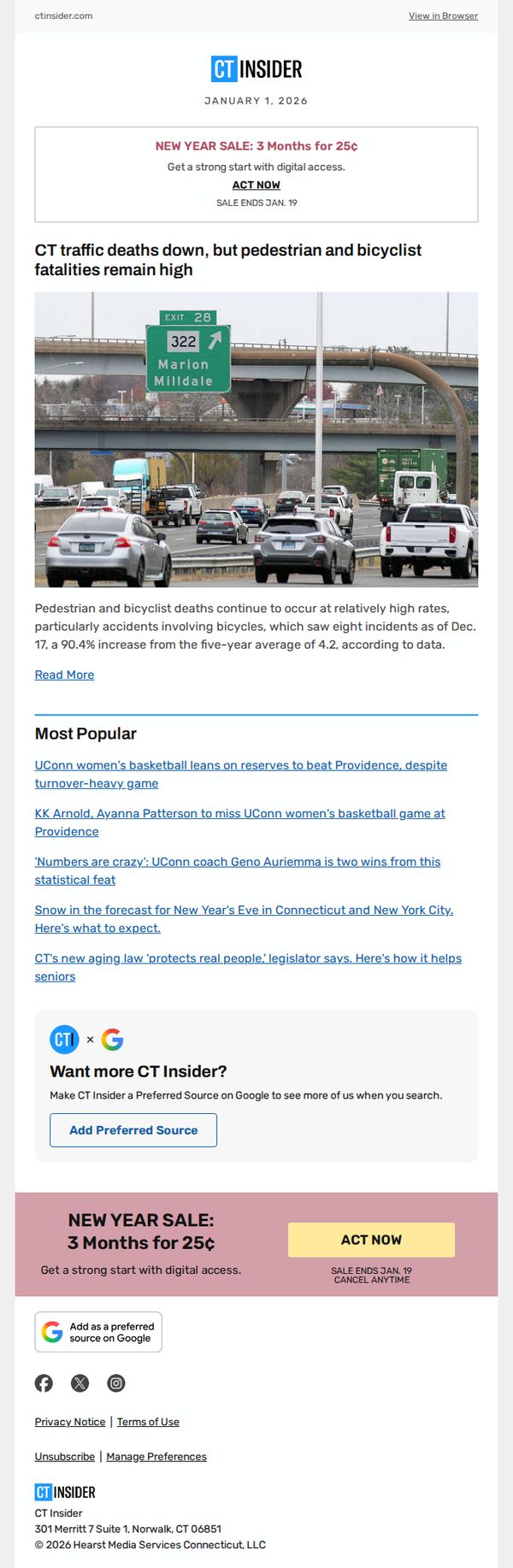 6. Connecticut Magazine: CT traffic deaths down, but pedestrian and bicyclist fatalities remain high
