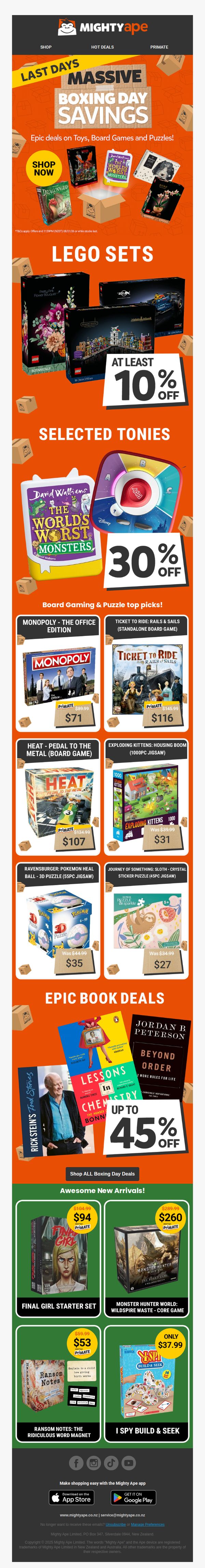 9. 📣Don't miss out - Grab at least 10% OFF LEGO for Boxing Day + 30% OFF Tonies!