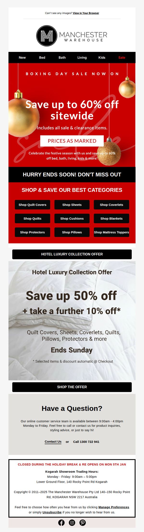 6. Boxing Day Sale Ending Soon - Shop Now!🎁+ Hotel Collection Offer