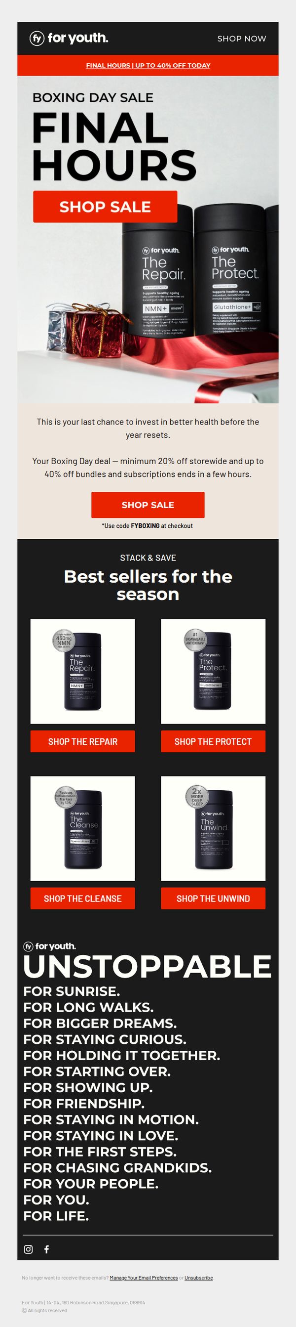 6. For Youth : Hurry, 12 Hours Left — Boxing Day Sale!