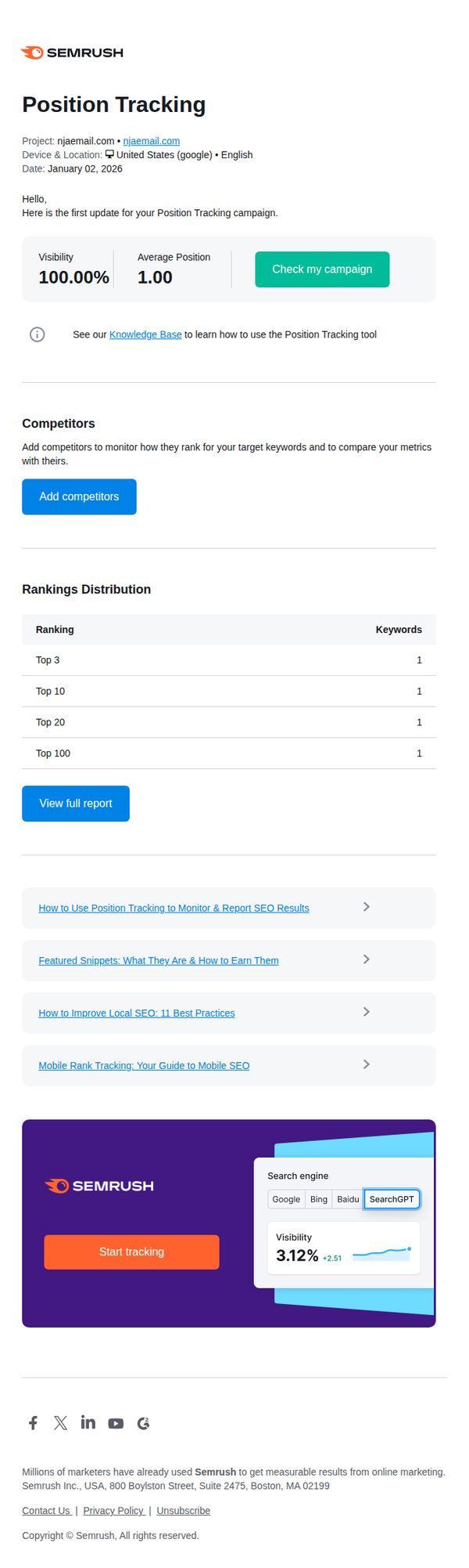 9. Notification of rank change. Project: njaemail.com