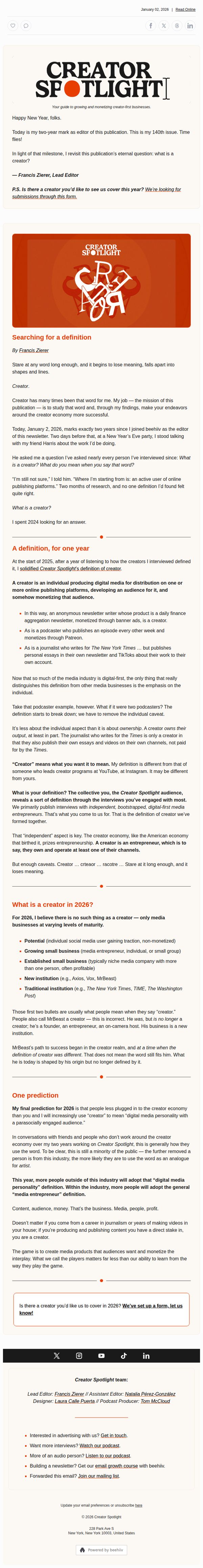 9. beehiiv : 🔴 What is a creator in 2026?