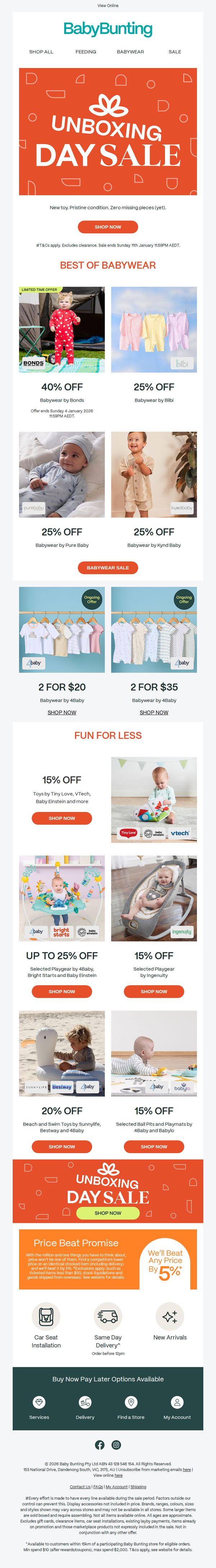 6. 40% OFF Babywear by Bonds