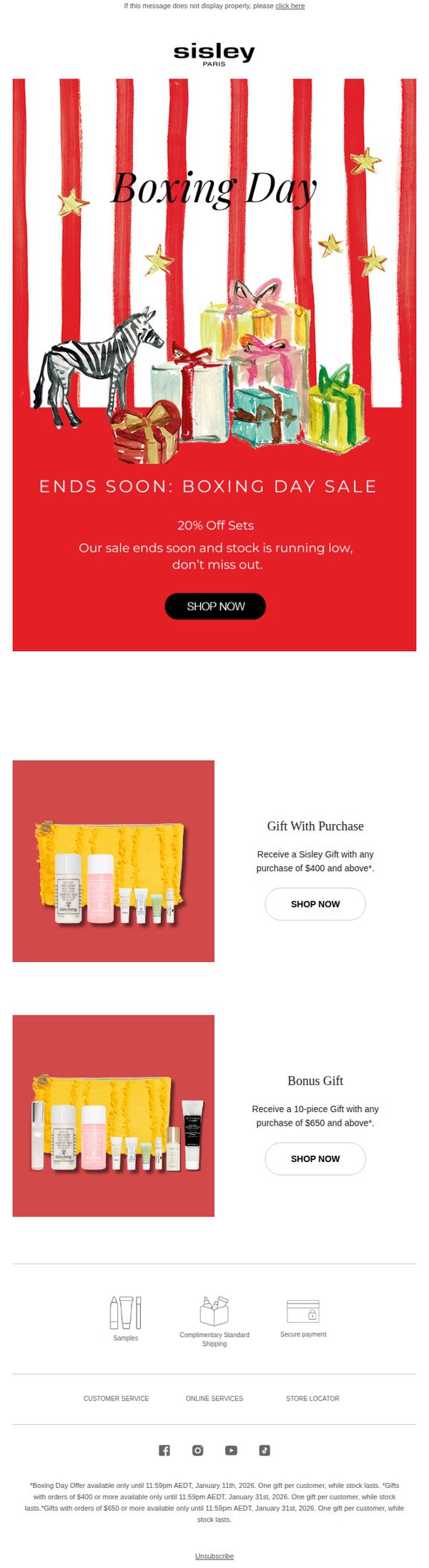 8.  Sisley Paris - AU: Boxing Day Offer ends soon!