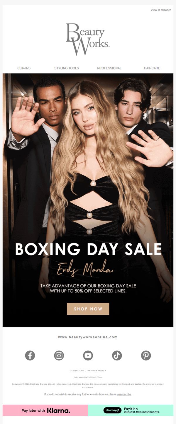 9. Beauty Works: Boxing Day Sale: last chance...
