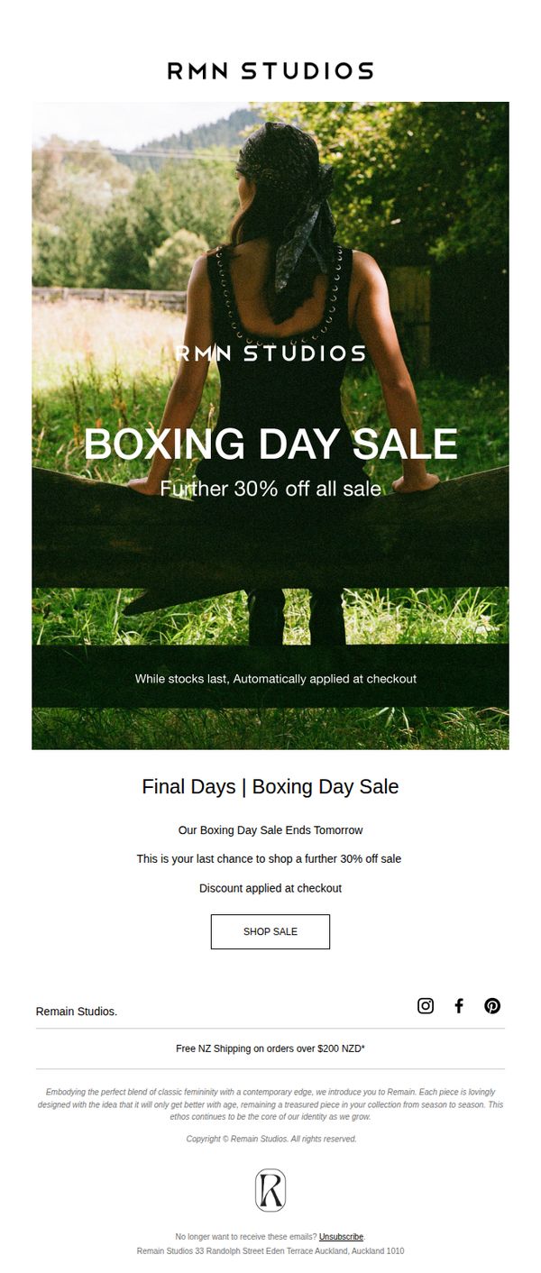 6. Remain: Last Chance | Boxing Day Sale Ends Tomorrow