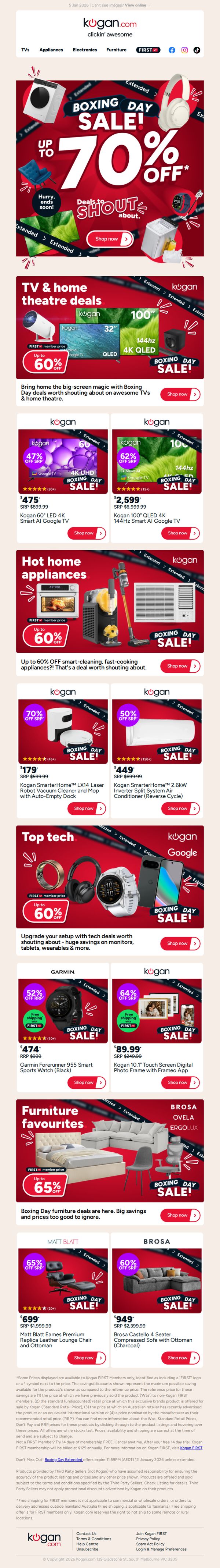 6. Boxing Day Sale EXTENDED 📦 Up to 70% OFF TVs, appliances, tech & more!