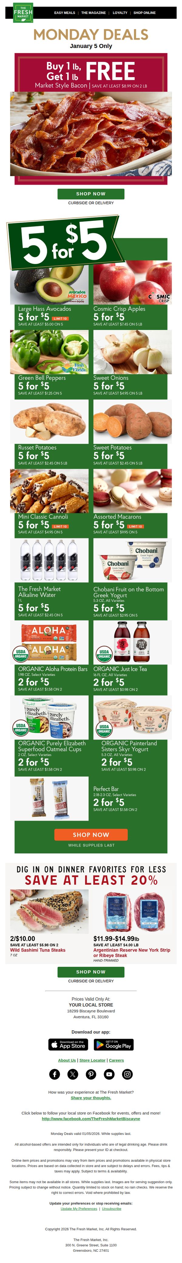 8. The Fresh Market: Start the year with BOGO bacon