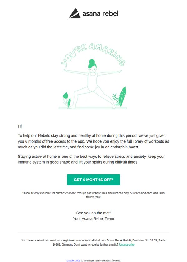 7. New Year's resolution? Asana Rebel got you covered. Get 50% off!