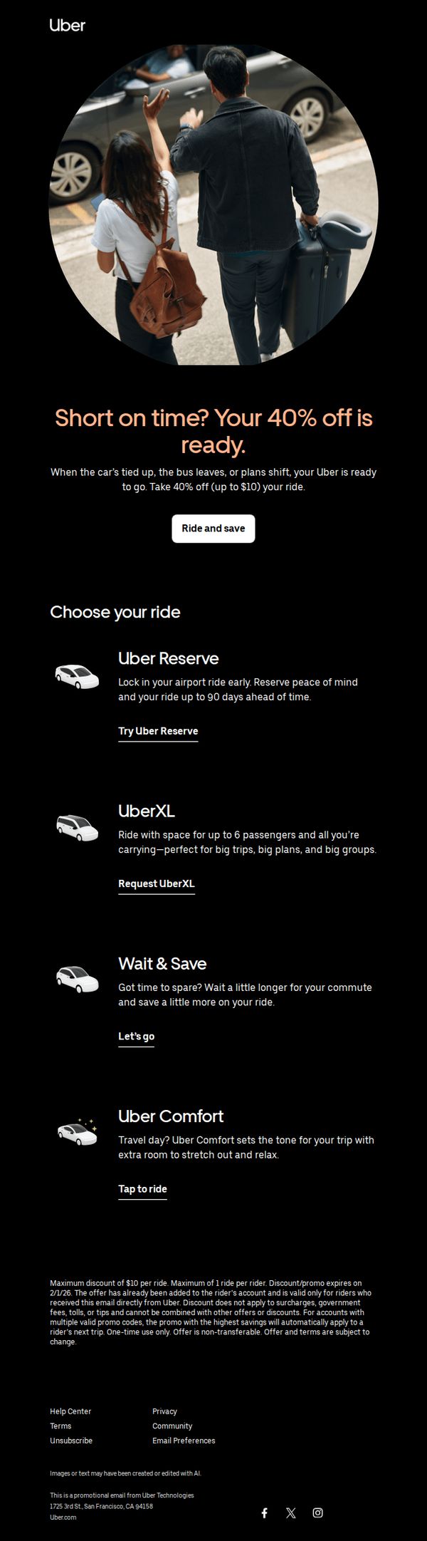 8. Here’s your gift-40% off rides 🎁