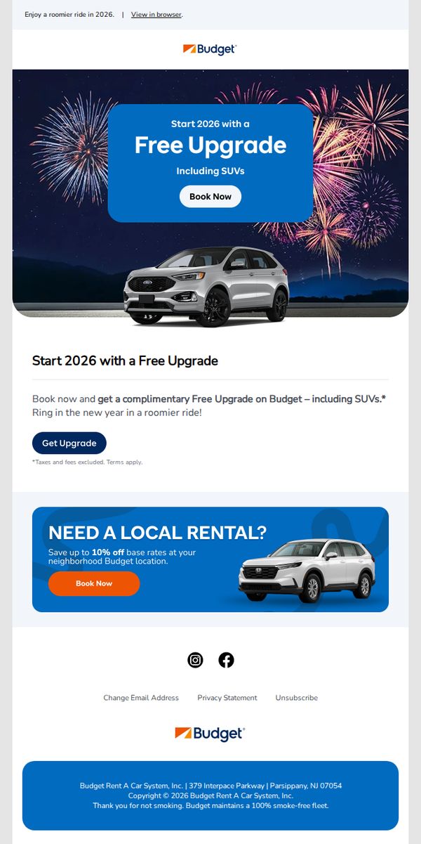 10. Budget: Almas, celebrate 2026 with a FREE UPGRADE - including SUVs!