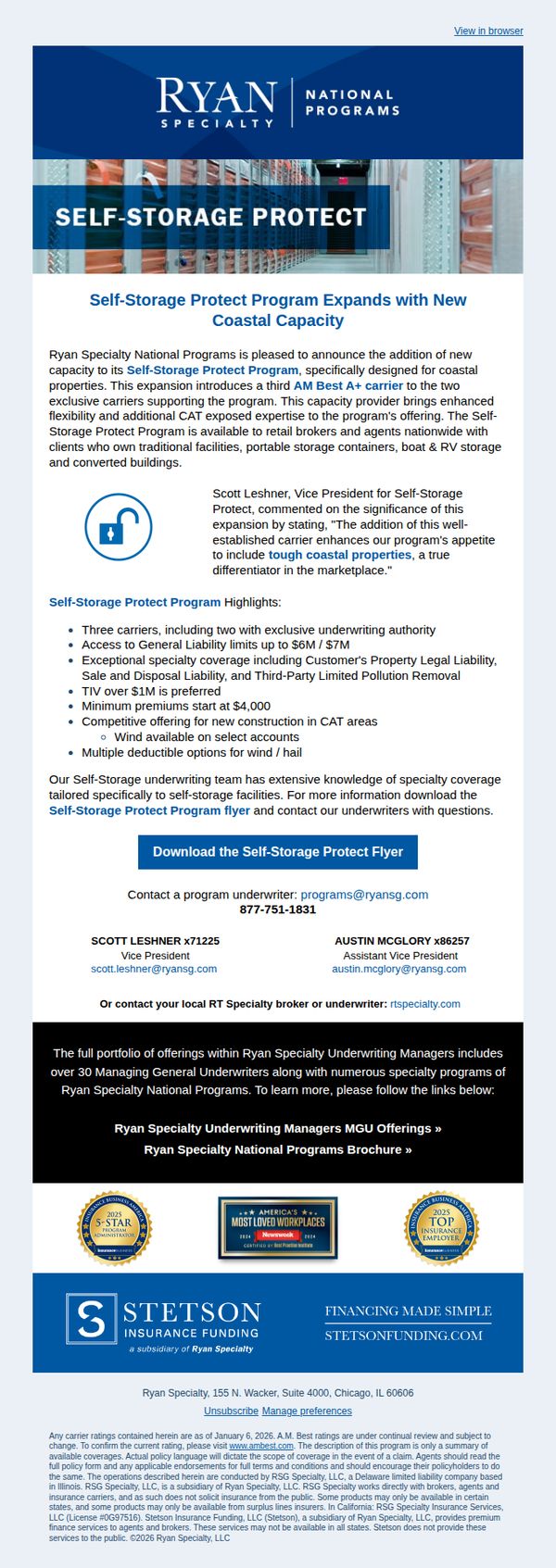 10. New Coastal Capacity Added to Self-Storage Protect Program!