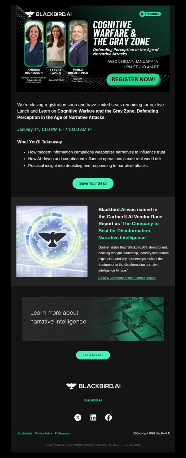 10. Blackbird: Few seats left: Perception as a risk - Cognitive Warfare Lunch & Learn