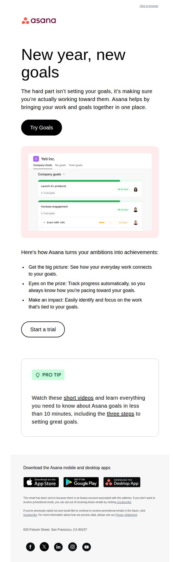 8. Asana : How to set (and achieve!) your goals this year